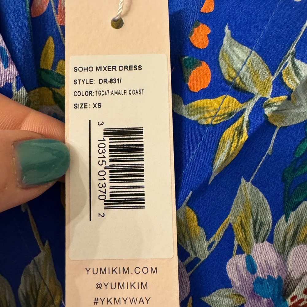 NWT Yumi Kim XS Amalfi Coast SoHo Mixer Silk Vibrant Blue Floral Mini Dress - Picture 3 of 16